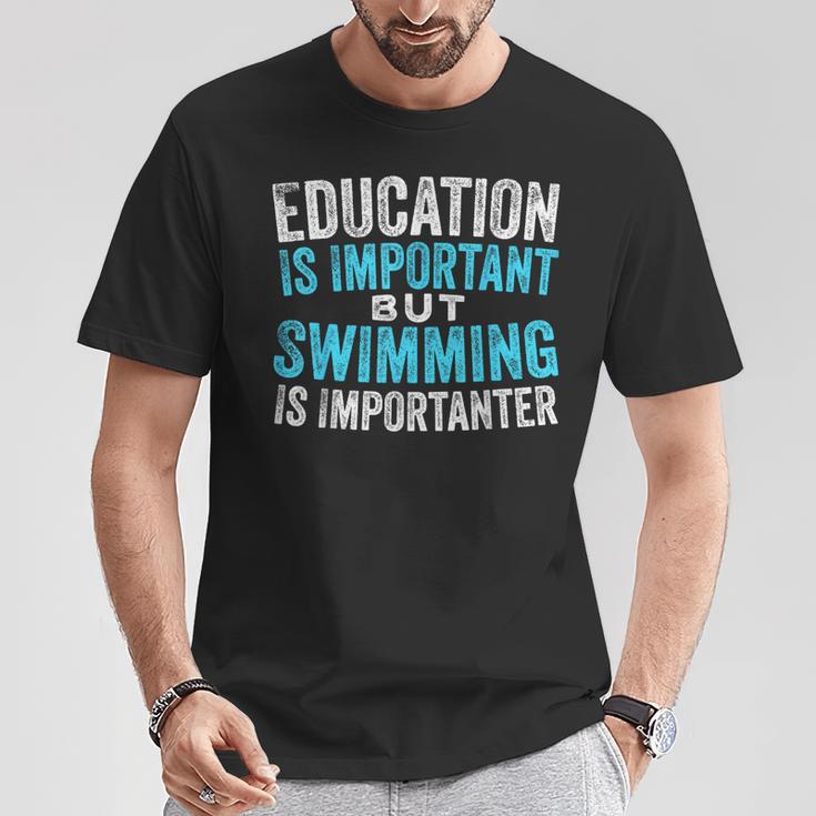 Education Is Important But Swimming Is Importanter Swimmer T-Shirt Unique Gifts Education Is Important But Swimming Is Importanter Swimmer T-Shirt Unique Gifts
