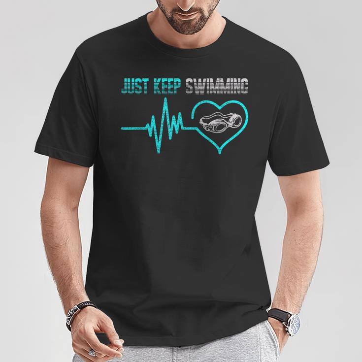 Just Keep Swimming For Swimmers Divers Diving Retro T-Shirt Unique Gifts