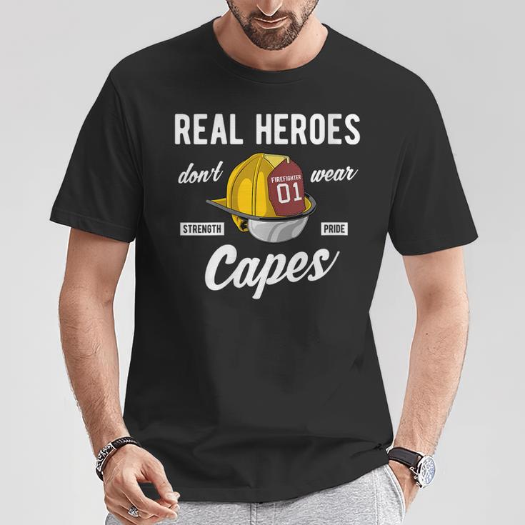 Loserdaderos Héroes No Usan Capas De Bombero Cuello Camiseta unisex Regalos divertidos