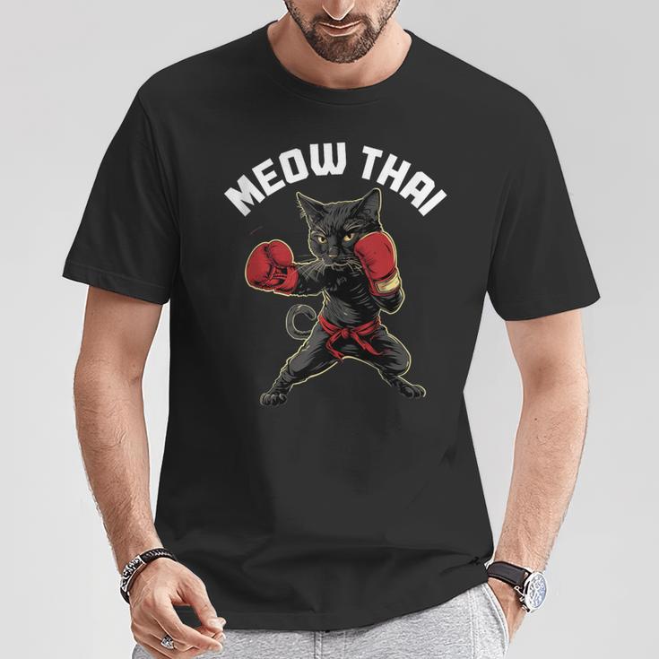 Meow Thai Muay Thai Boxing Cat Martial Arts MMA Boxer T-Shirt Unique Gifts