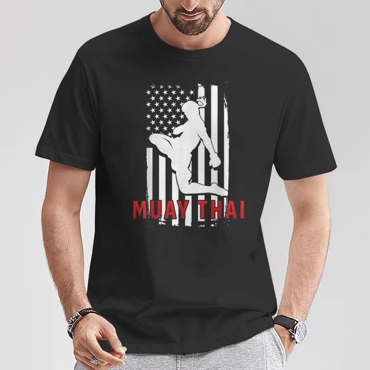 Muay Thai American Flag Fighter Patriotic T-Shirt Unique Gifts