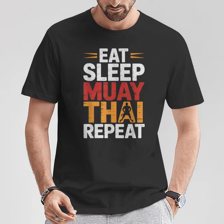 Muay Thai Fighter Eat Sleep Repeat Lifestyle Training T-Shirt Unique Gifts