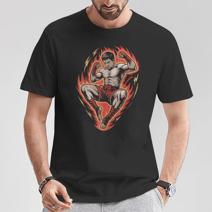Muay Thai Fighter Teep Push Kick Minimal Line Art Clean T-Shirt Unique Gifts