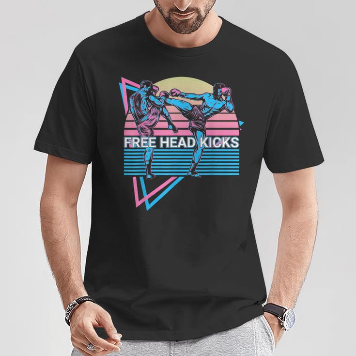 Muay Thai Kickboxing Retro Free Head Kicks T-Shirt Unique Gifts