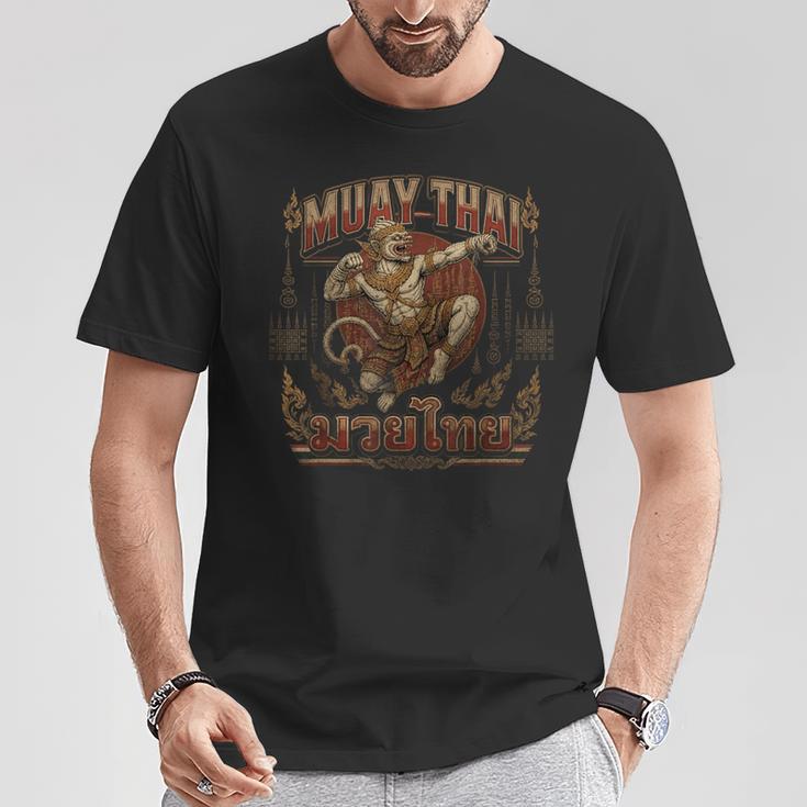 Muay Thai Power Vintage Thai Boxing Warrior Fighter Monkey T-Shirt Unique Gifts
