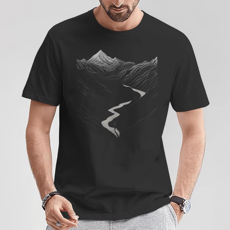 Naturaleza Dibujo Montañas Arte Diseño Gráfico Camiseta unisex Regalos divertidos