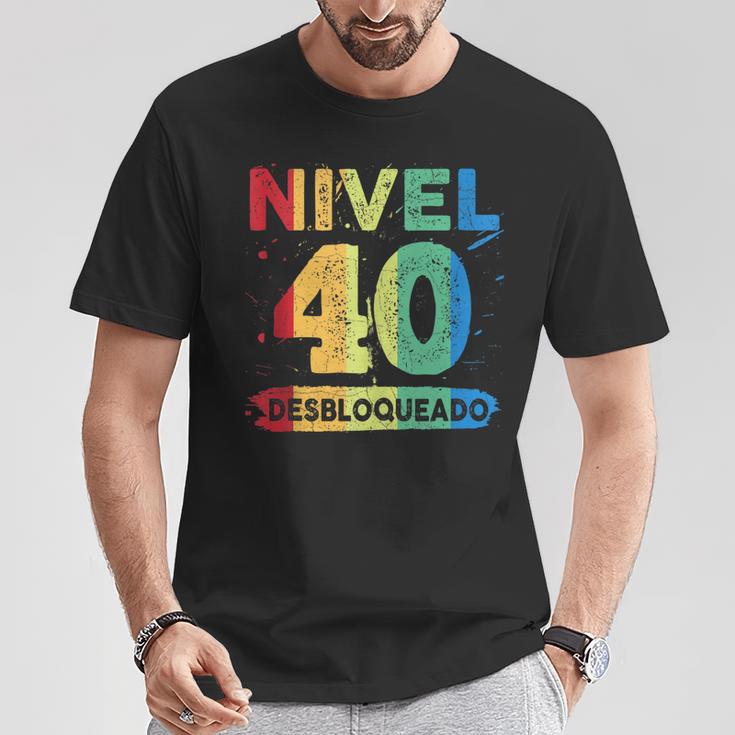 Nivel 40 Desbloqueado 40 Años Cumpleaños In Mangas Camiseta unisex Regalos divertidos