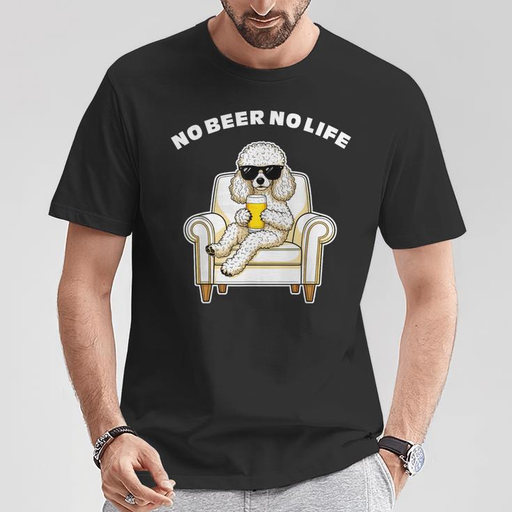 No Beer No Life トイプードル グッズ ビール 酒 犬 おもしろ 面白い ネタ 笑える 飲み会 Tシャツ 面白い贈り物