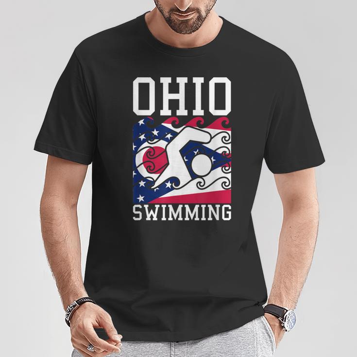 Ohio Flag Swimming Team Swim Swimmer US State T-Shirt Unique Gifts Ohio Flag Swimming Team Swim Swimmer US State T-Shirt Unique Gifts
