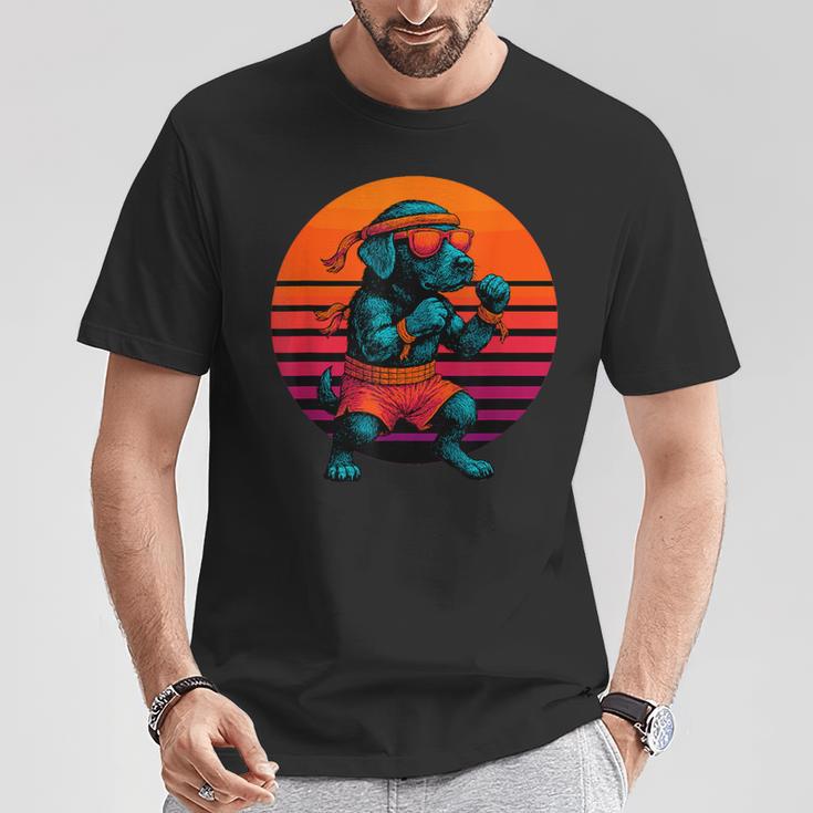 Retro Dog With Gloves Muay Thai Fighter T-Shirt Unique Gifts