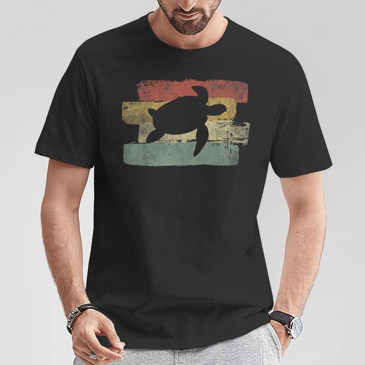 Retrochildkröte Wasserschildkröte Tiere Meer Reptilien T-Shirt Lustige Geschenke