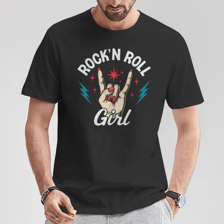 Rock'n Roll Girl Plaque Rock On Hand Cool Punk Rock T-Shirt Cadeaux drôles