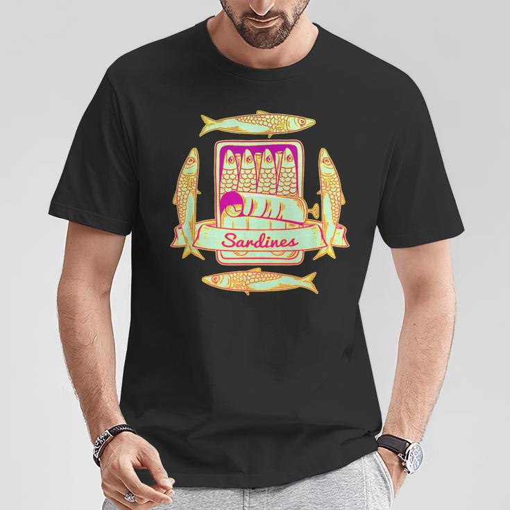 Sardinen In Einer Dose Retro Fischdose T-Shirt Lustige Geschenke