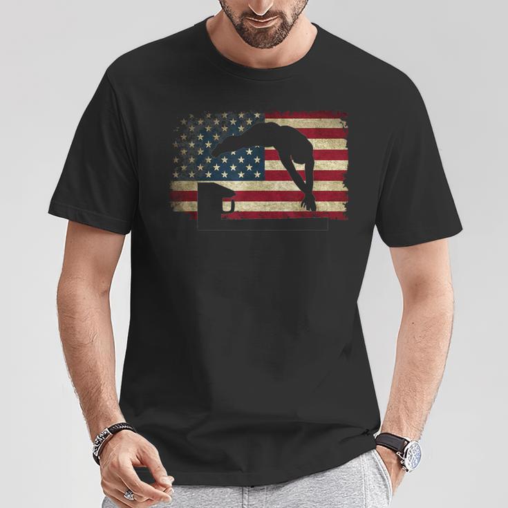 Swimming Swim Team Distressed American Flag USA Swimmer T-Shirt Unique Gifts Swimming Swim Team Distressed American Flag USA Swimmer T-Shirt Unique Gifts