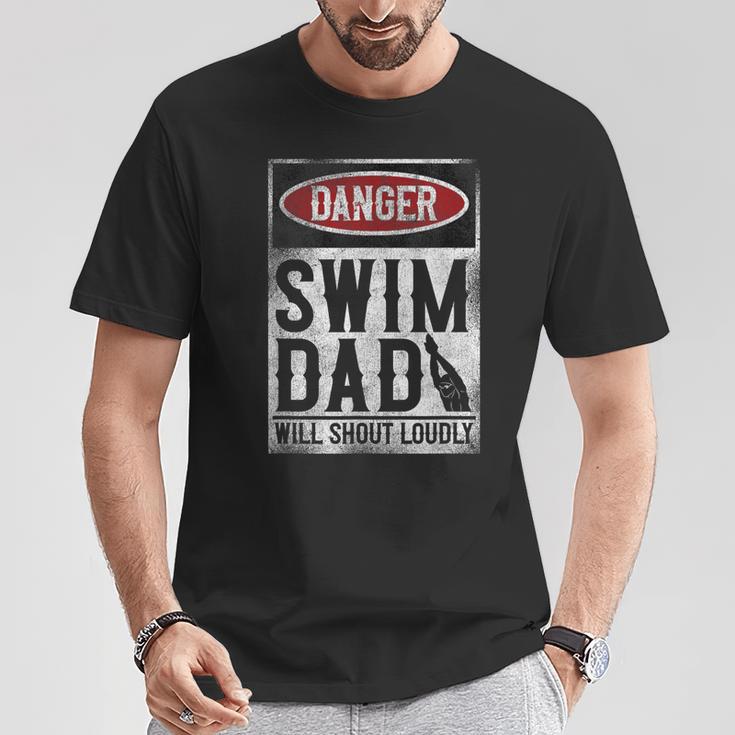 Swimming Swimmer DANGER Swim Dad T-Shirt Unique Gifts