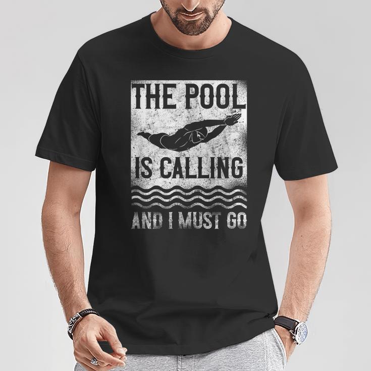 Swimming Swimmer Swim The Pool Is Calling Vintage T-Shirt Unique Gifts