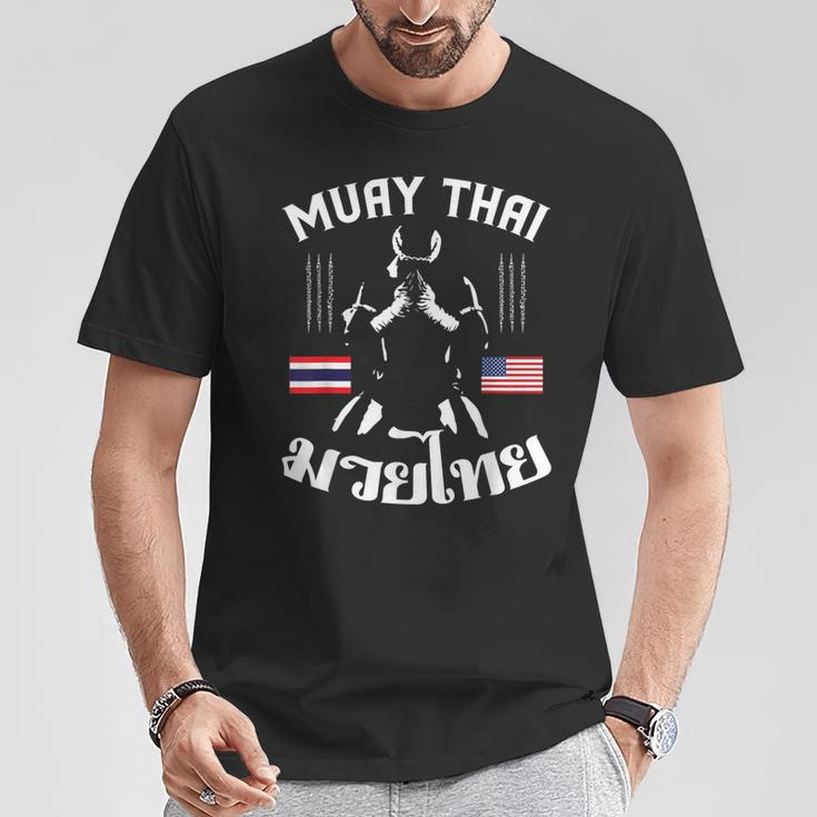 Thailand American Flag Muay Thai Thai Boxing Women Girls Kids Men T-Shirt T-Shirt Unique Gifts