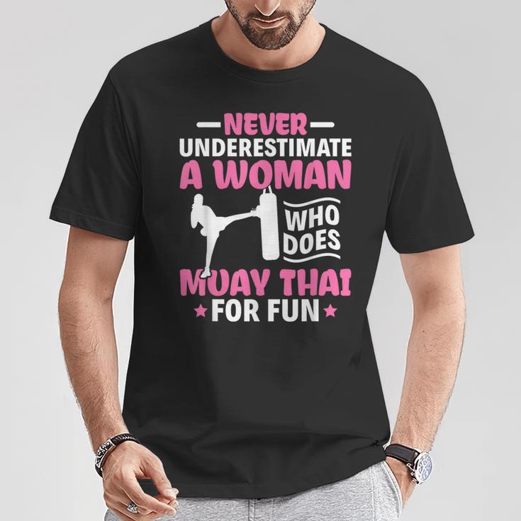 Never Underestimate A Woman Thai Boxing Muay Thai Fighter T-Shirt Unique Gifts Never Underestimate A Woman Thai Boxing Muay Thai Fighter T-Shirt Unique Gifts