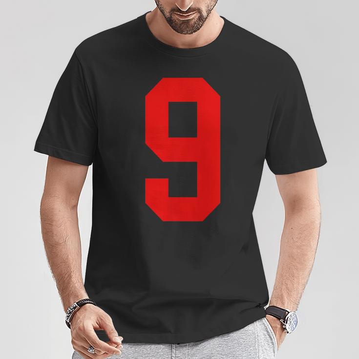 Uniforme De Jugador Número 9 Rojo Brillante Número 9 Camiseta unisex Regalos divertidos