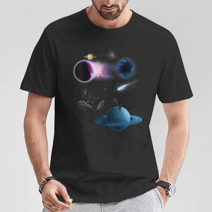 Universo Espacio Motivo Planetaistemaolarol Galaxia Cuello Camiseta unisex Regalos divertidos