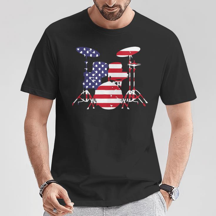 Women's American Flag Drum Kit Patriotic US Drum Art T-Shirt Unique Gifts Women's American Flag Drum Kit Patriotic US Drum Art T-Shirt Unique Gifts