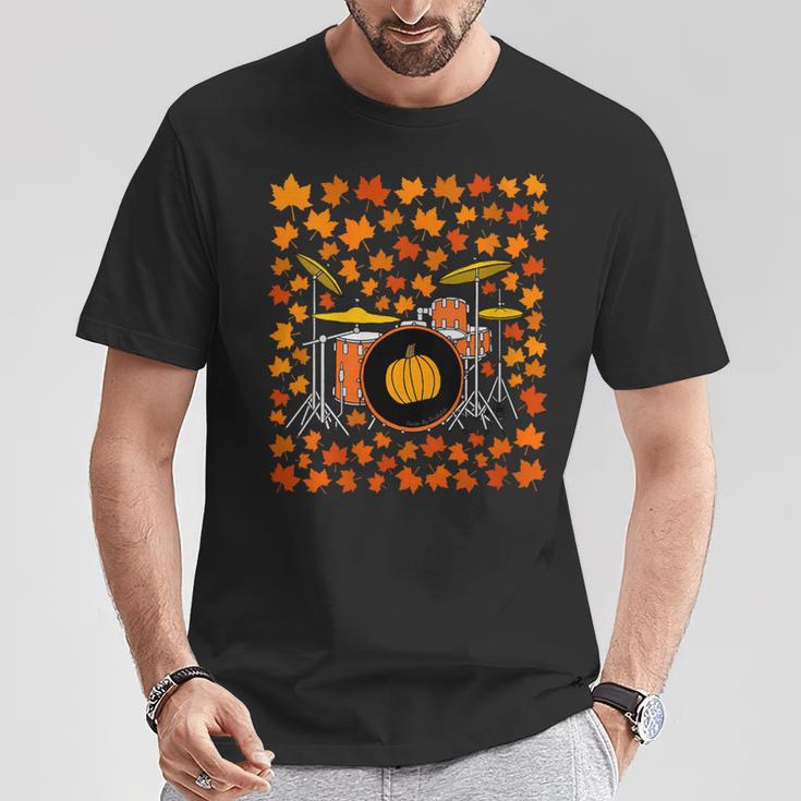 Women's Drum Kit With Leaves Fall Drummer Autumn Musician T-Shirt Unique Gifts Women's Drum Kit With Leaves Fall Drummer Autumn Musician T-Shirt Unique Gifts