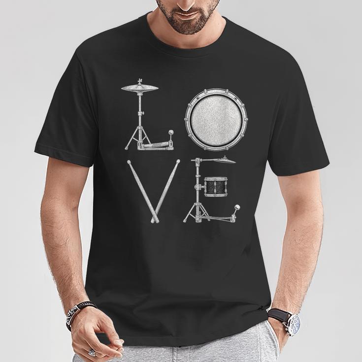 Women's Drum Kit Love Illustration For Music Enthusiasts T-Shirt Unique Gifts Women's Drum Kit Love Illustration For Music Enthusiasts T-Shirt Unique Gifts