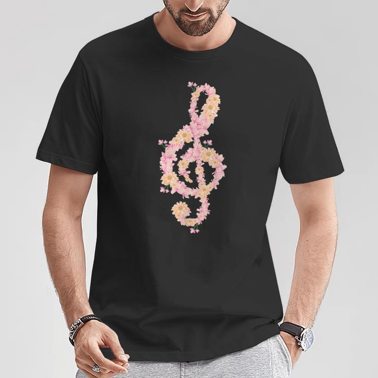 ト音記号 ト音記号 花 ミュージシャンギフト Tシャツ 面白い贈り物