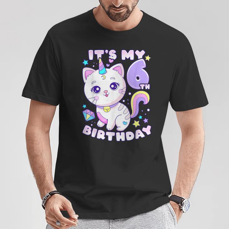 誕生日の女の子6歳、猫、ユニコーン、6歳の誕生日 Tシャツ 面白い贈り物