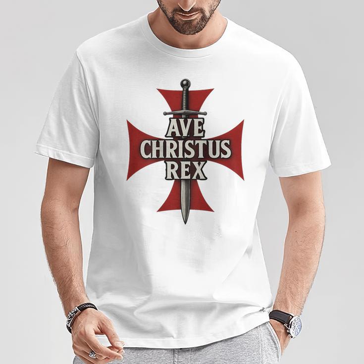 Ave Christus Rex Croix Templière T-Shirt Cadeaux drôles