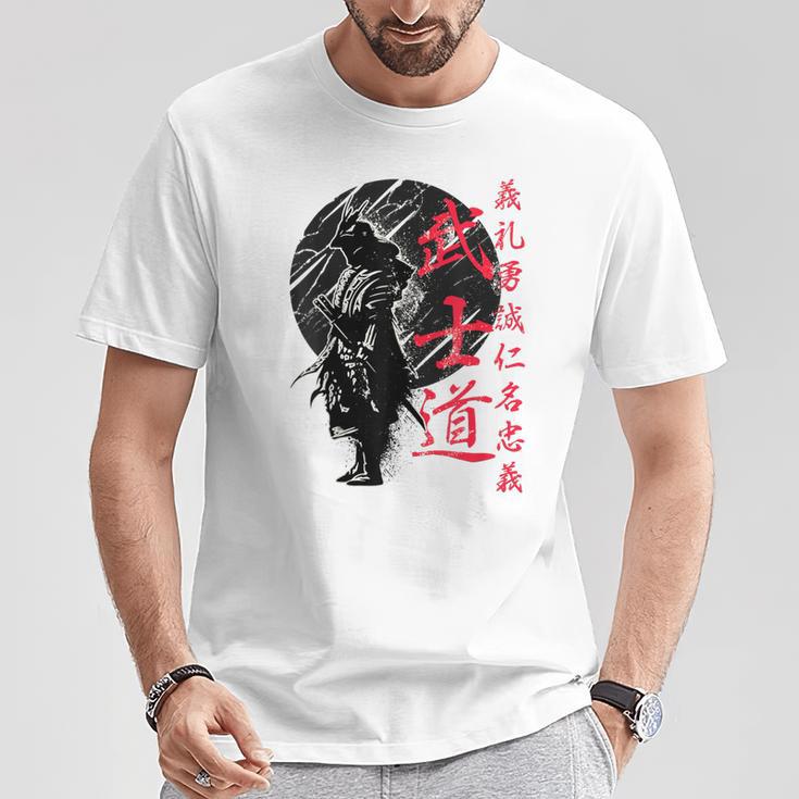 Bushido Códigoamurai Japón Guerrero Espadachín Kanji Camiseta unisex Regalos divertidos