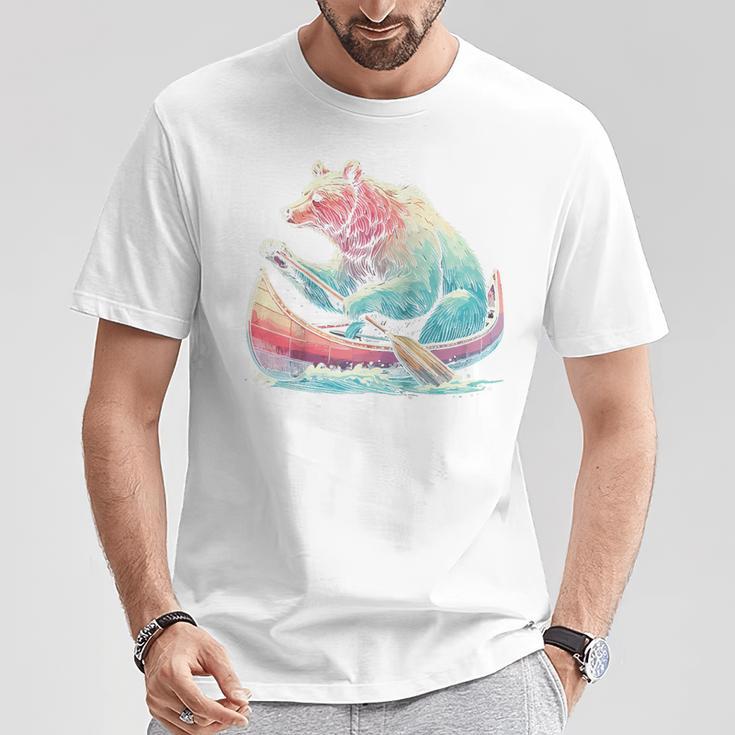 Canoe Bear Canoeing Raglan Baseball Tee T-Shirt Unique Gifts