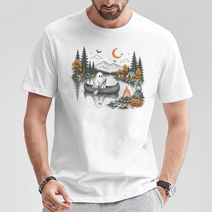 Canoe Ghost Camping Ghost Lake Halloween Spooky Fall Camping T-Shirt Unique Gifts
