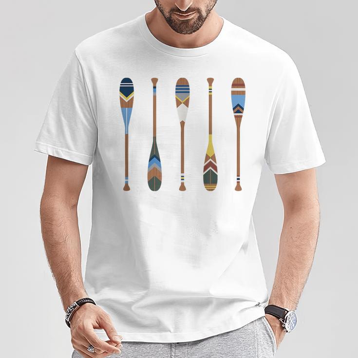 Colorful Painted Oars Paddle Nautical CanoeShirt T-Shirt Unique Gifts