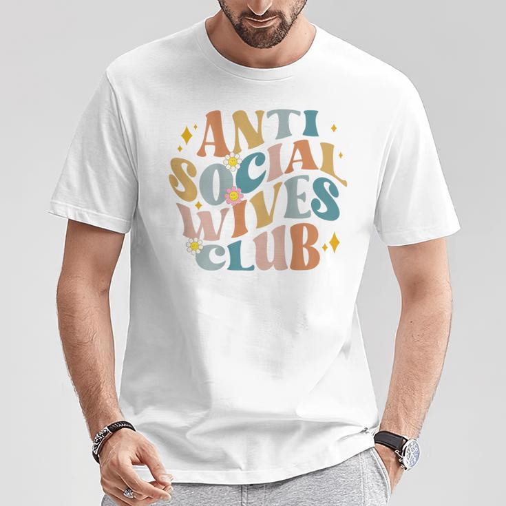Divertido Antiocial Esposas Club Groovy Divertido Mamá Camiseta unisex Regalos divertidos