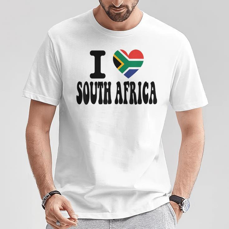 Drapeau Rétro En Forme De Cœur Avec Inscription I Loveouth Africa T-Shirt Cadeaux drôles