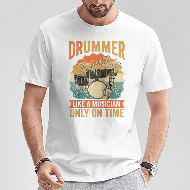 Drummer Like a Musician Only On Time Vintage Sunset Drum Kit Raglan Baseball Tee T-Shirt Unique Gifts Drummer Like a Musician Only On Time Vintage Sunset Drum Kit Raglan Baseball Tee T-Shirt Unique Gifts