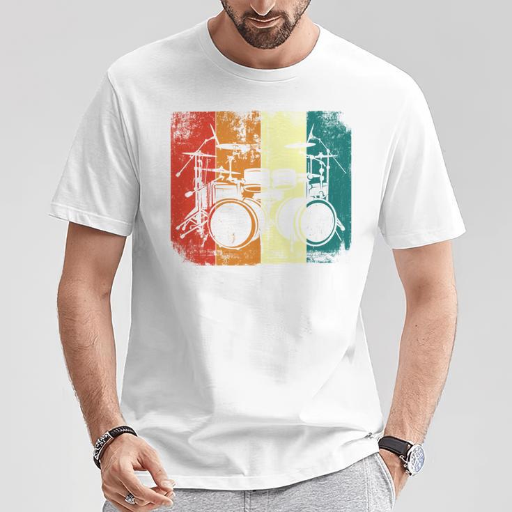 Drumset Cool Retro Vintage Drum Kit Drummer Music Percussion T-Shirt Unique Gifts