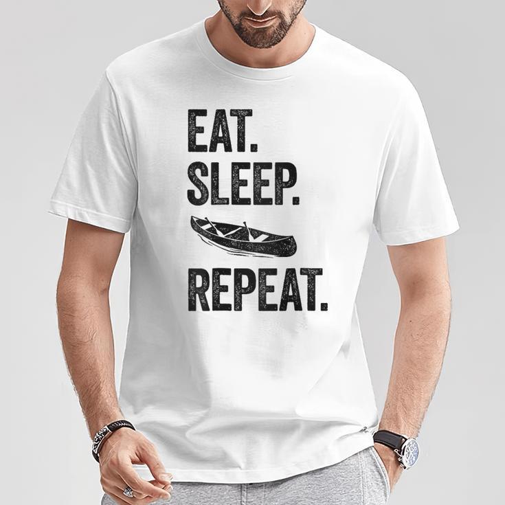 Eat Sleep Canoe Repeat Canoeing Outdoors Raglan Baseball Tee T-Shirt Unique Gifts