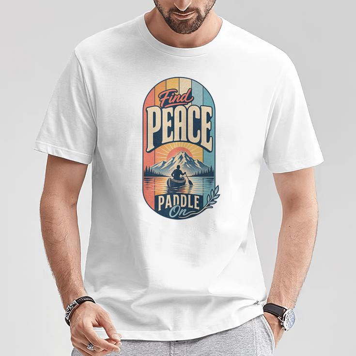 Find Peace Paddle On Canoe Mountain Sunset T-Shirt Unique Gifts
