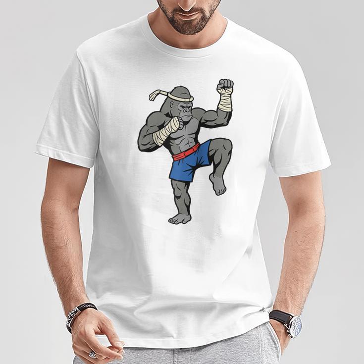 Gorilla Muay Thai Combat Sport Fighter Martial Arts 8 Limbs Raglan Baseball Tee T-Shirt Unique Gifts