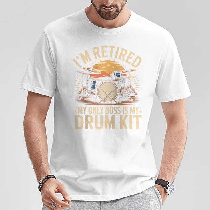 I'm Retired My Only Boss Is My Drum Kit Drums Drummer Raglan Baseball Tee T-Shirt Unique Gifts I'm Retired My Only Boss Is My Drum Kit Drums Drummer Raglan Baseball Tee T-Shirt Unique Gifts