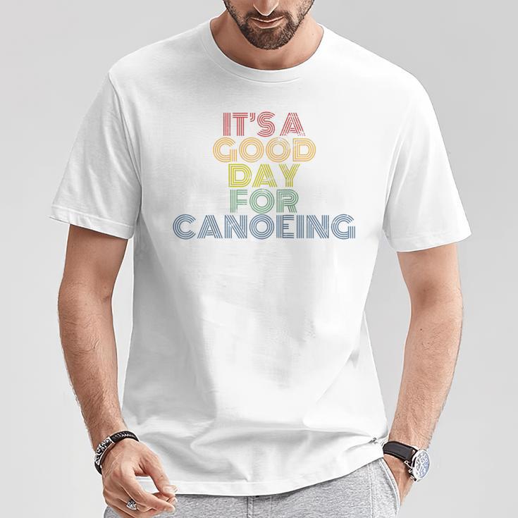 It's A Good Day For Canoeing Retro 70s Vintage Distressed Raglan Baseball Tee T-Shirt Unique Gifts