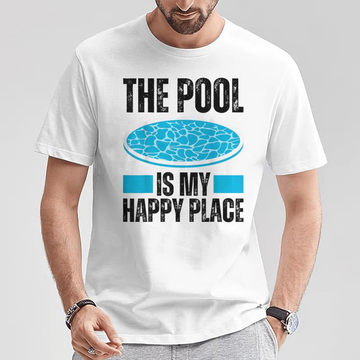 The Pool Is My Happy Place Swimming For Swimmer T-Shirt Unique Gifts