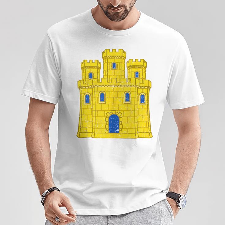 Reino De Castillo España Castillo Bandera Castilloímbolo Castilano In Mangas Camiseta unisex Regalos divertidos