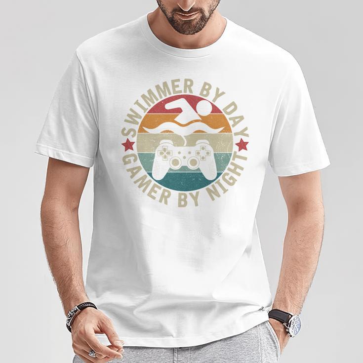 Swimmer By Day Gamer By Night Swimming Swim Gaming T-Shirt Unique Gifts Swimmer By Day Gamer By Night Swimming Swim Gaming T-Shirt Unique Gifts