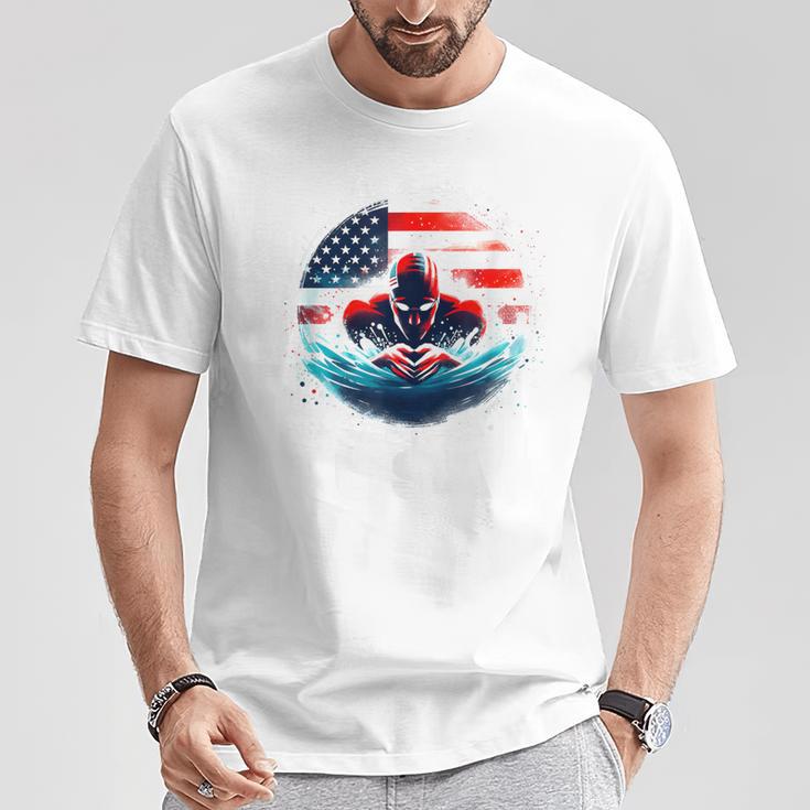 Swimming United States American Swimming Apparel Swimming T-Shirt Unique Gifts