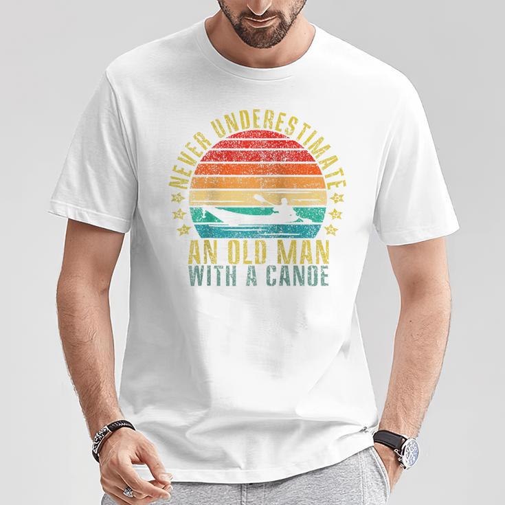 Never Underestimate An Old Man With a Canoe Retro Raglan Baseball Tee T-Shirt Unique Gifts