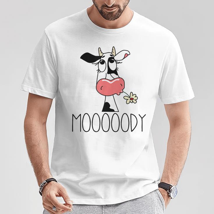 Vaca Divertida Moooody Para Granjeros Lecheros Camiseta unisex Regalos divertidos