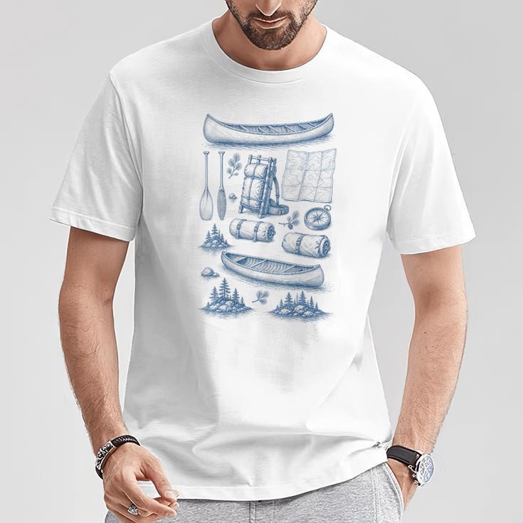 Women's Canoe Wilderness Gear Vintage Chart Collection Illustration T-Shirt Unique Gifts